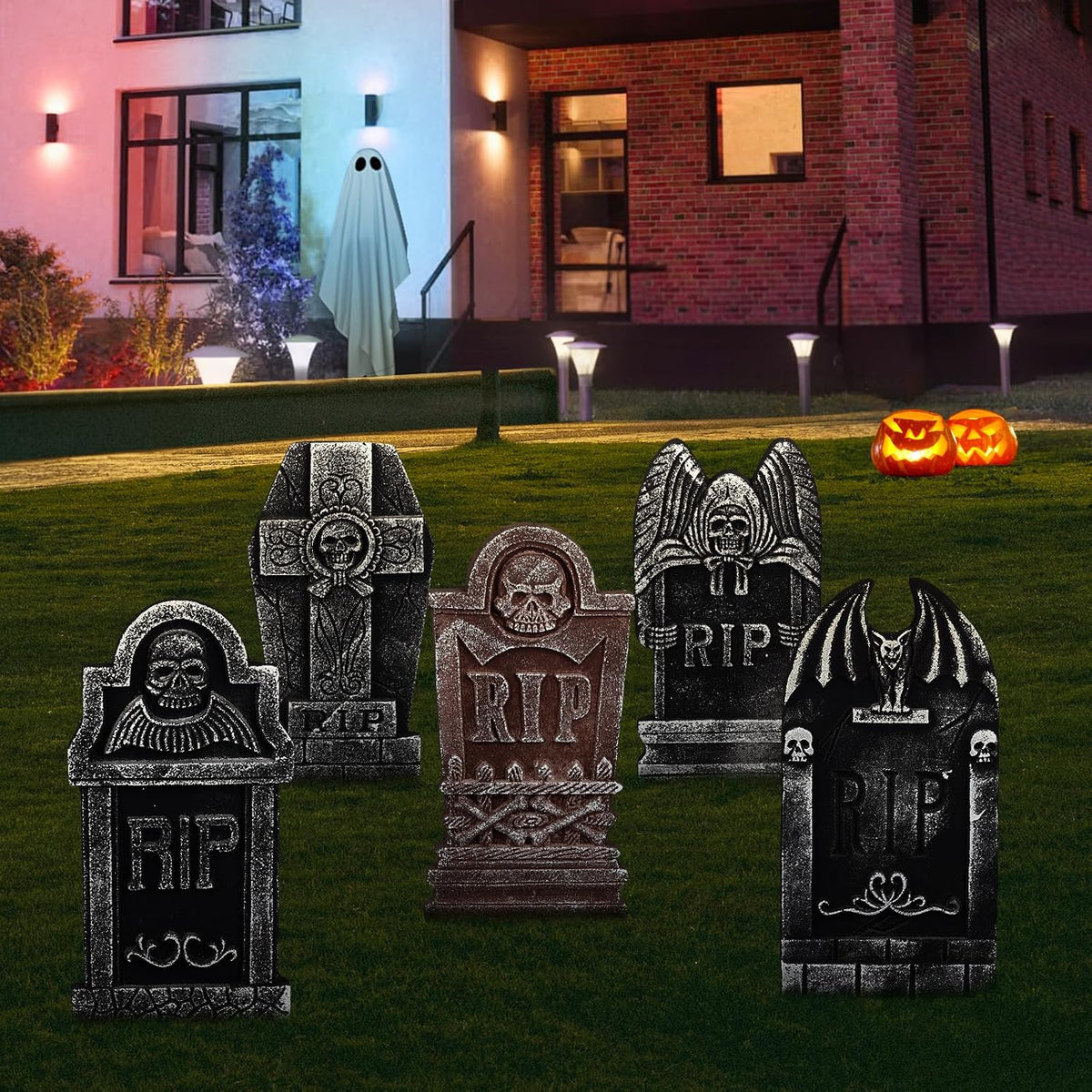 Foam Graveyard Tombstones – 5 Piece Halloween Set – view 3