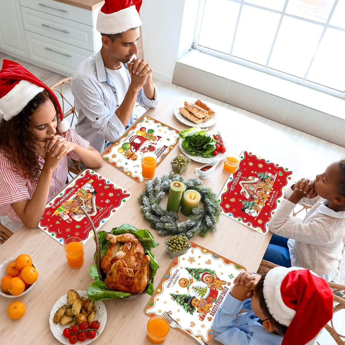 Christmas Placemats Set of 6 – Retro Gingerbread – view 6