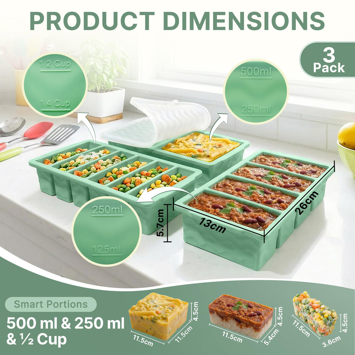 Silicone Freezer Trays with Lids – Soup & Meal Prep Portions