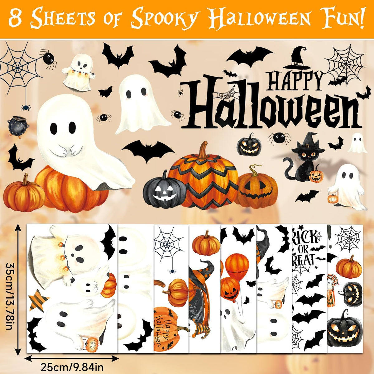 Halloween Window Clings – 134 Piece Sticker Set – view 3