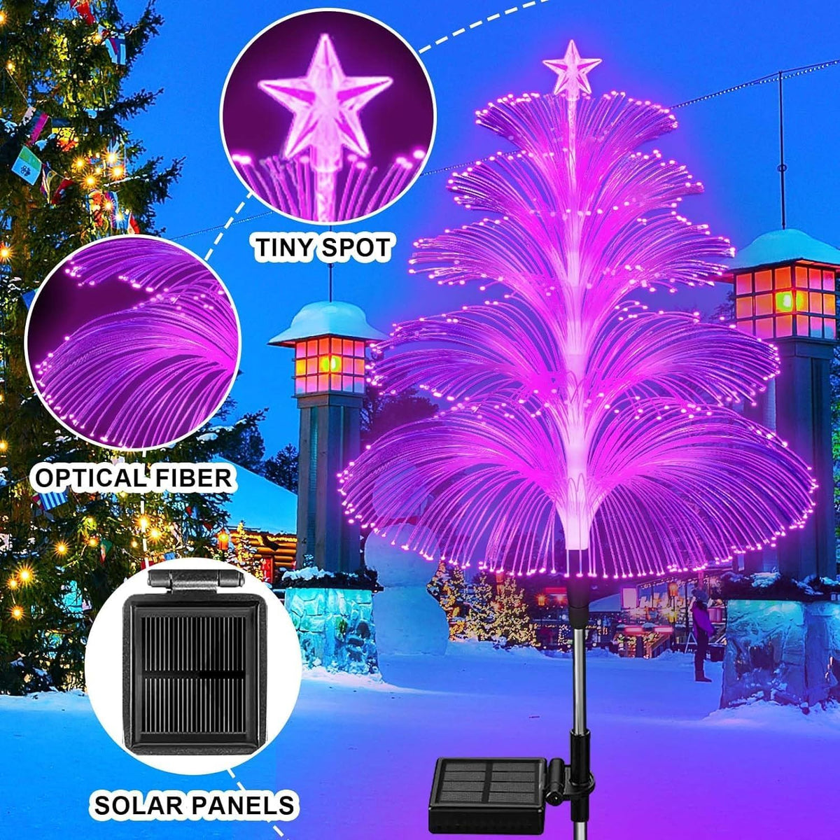 Solar Fibre Optic Christmas Tree Lights – 3 Pack – view 3