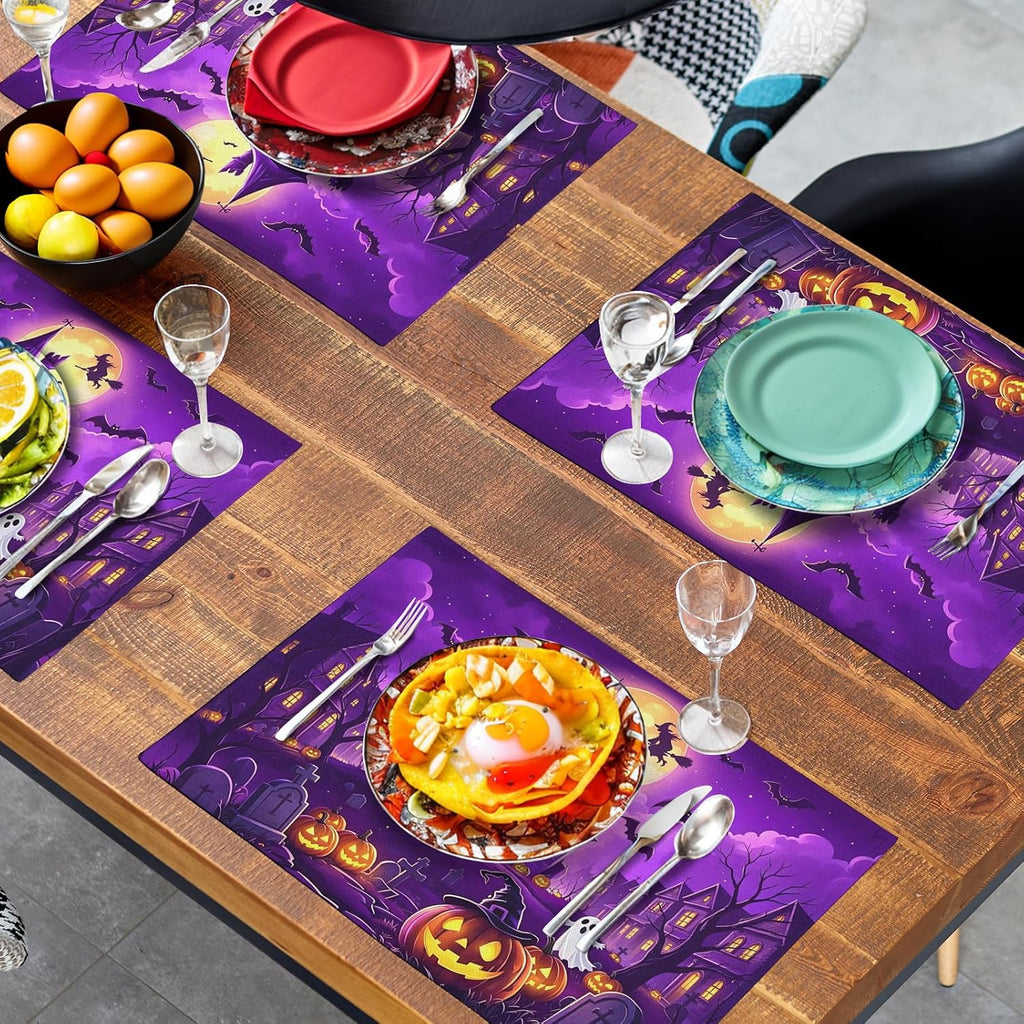 Purple Halloween Placemats – Castle & Witch, Set of 4 – view 7