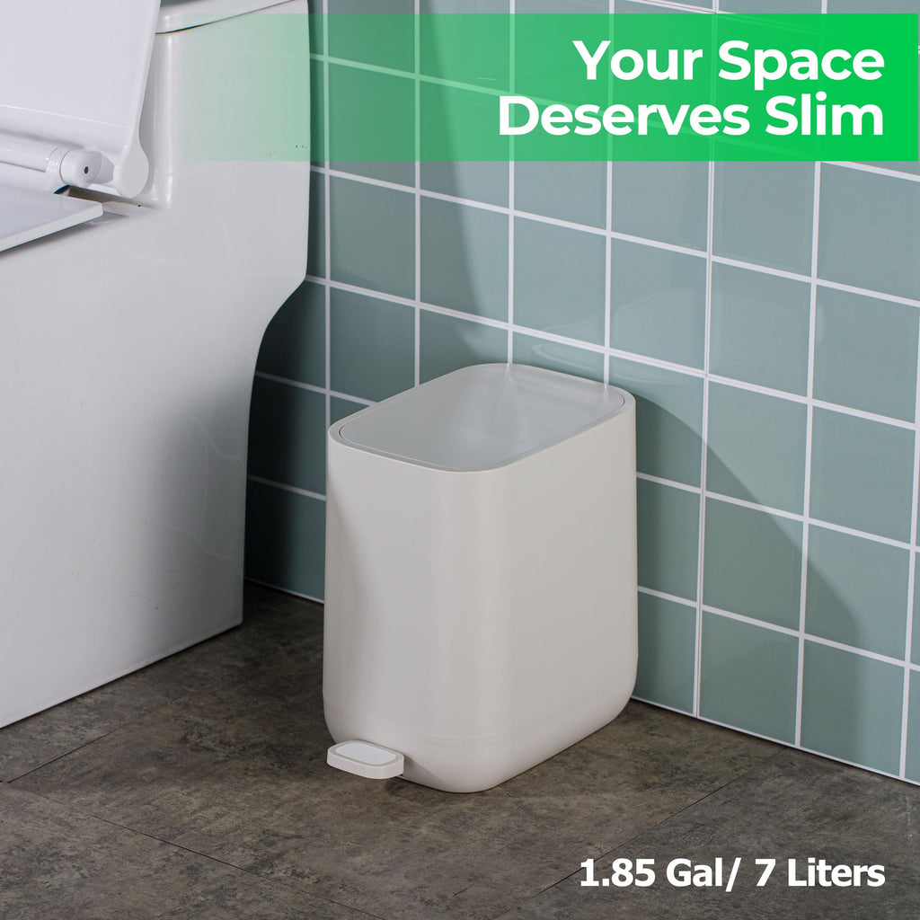 Slim 7L Pedal Bin with Soft-Close Lid