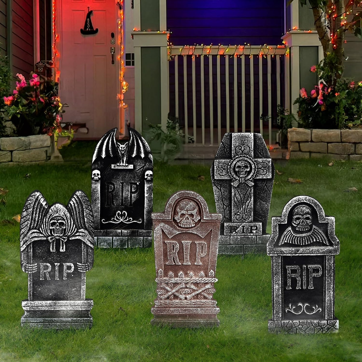 Foam Graveyard Tombstones – 5 Piece Halloween Set – view 5