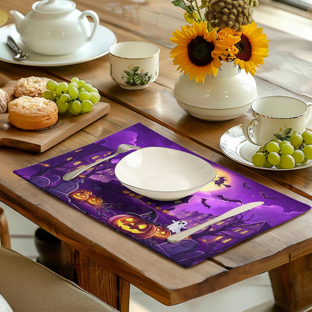 Purple Halloween Placemats – Castle & Witch, Set of 4 – view 6