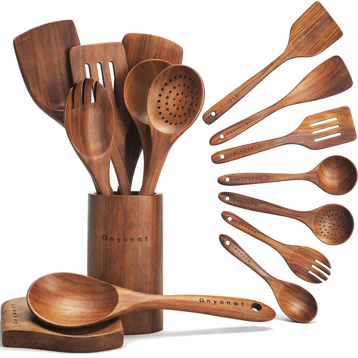 Natural Teak Wooden Cooking Utensils Set
