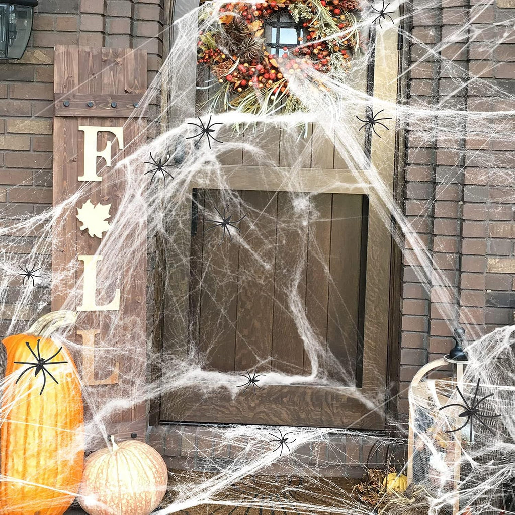 Stretchy Spider Webs with 20 Fake Spiders – Halloween Decoration – view 5