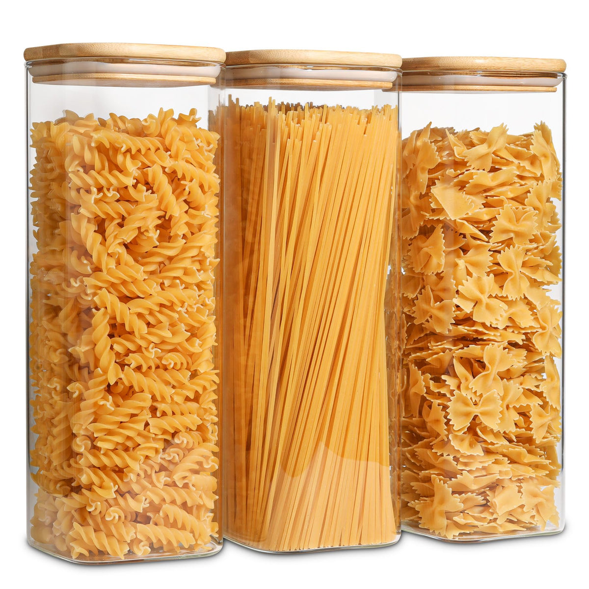 Square Glass Storage Jars with Bamboo Lids