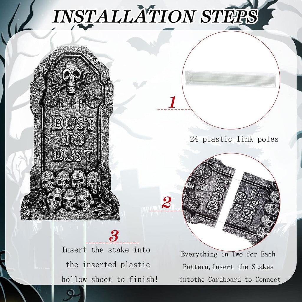 Large Graveyard Tombstones – 6 Piece Halloween Yard Signs – view 3