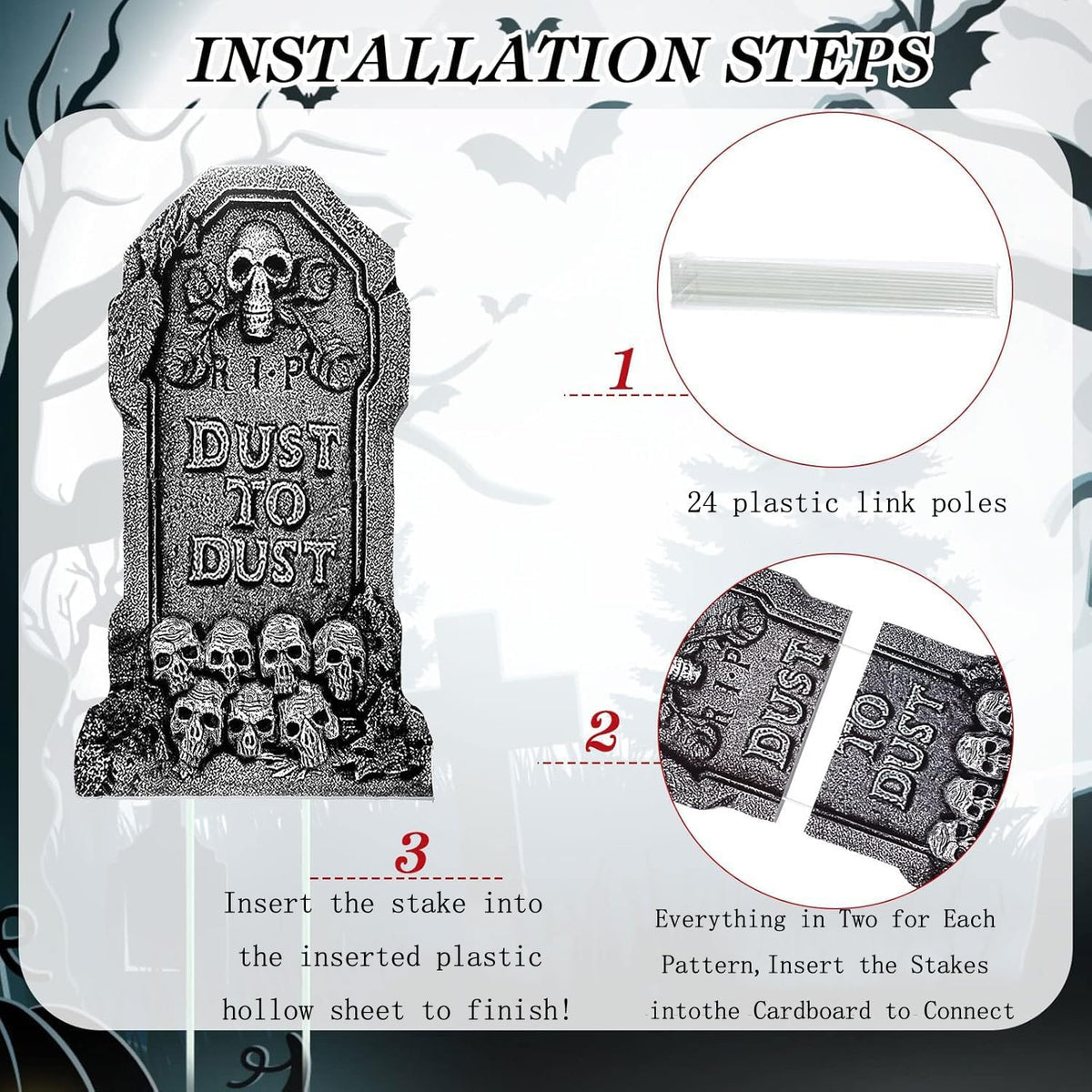 Large Graveyard Tombstones – 6 Piece Halloween Yard Signs – view 3
