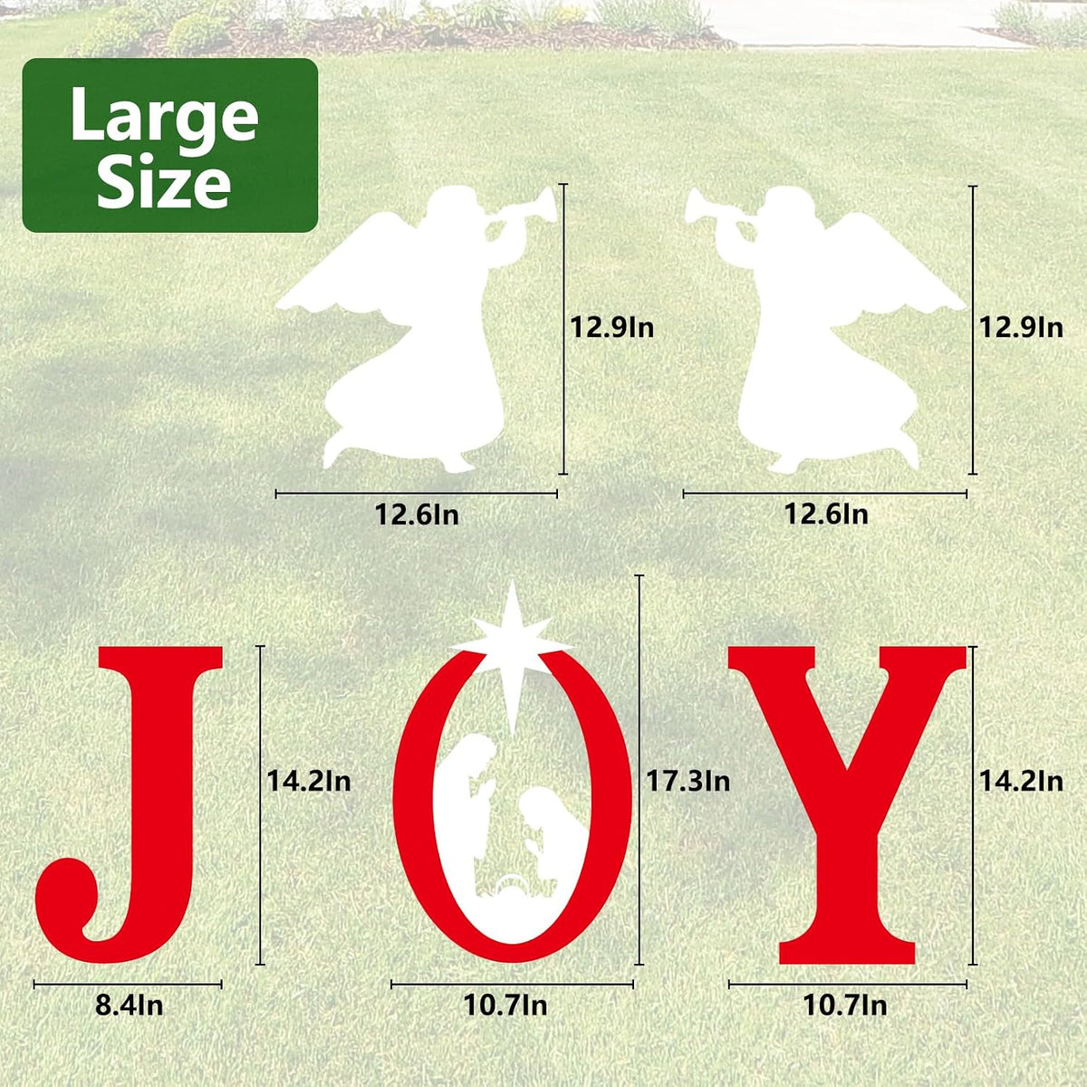 JOY Nativity Christmas Yard Signs – 5 Piece with Stakes – view 2
