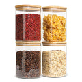 Square Glass Storage Jars with Bamboo Lids