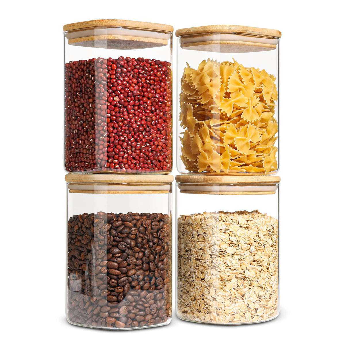 Square Glass Storage Jars with Bamboo Lids