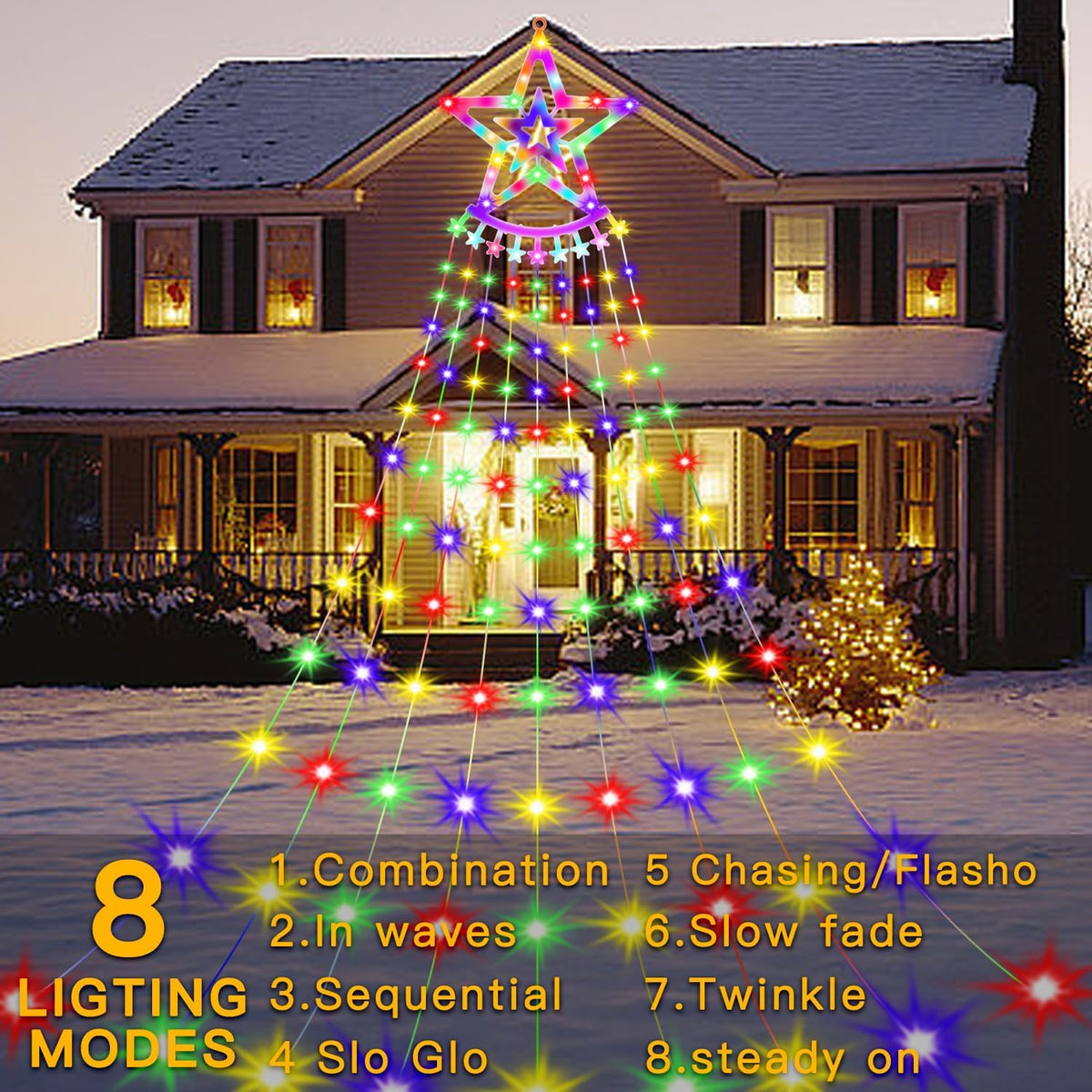 Waterfall Christmas String Lights – 360 LED – view 2
