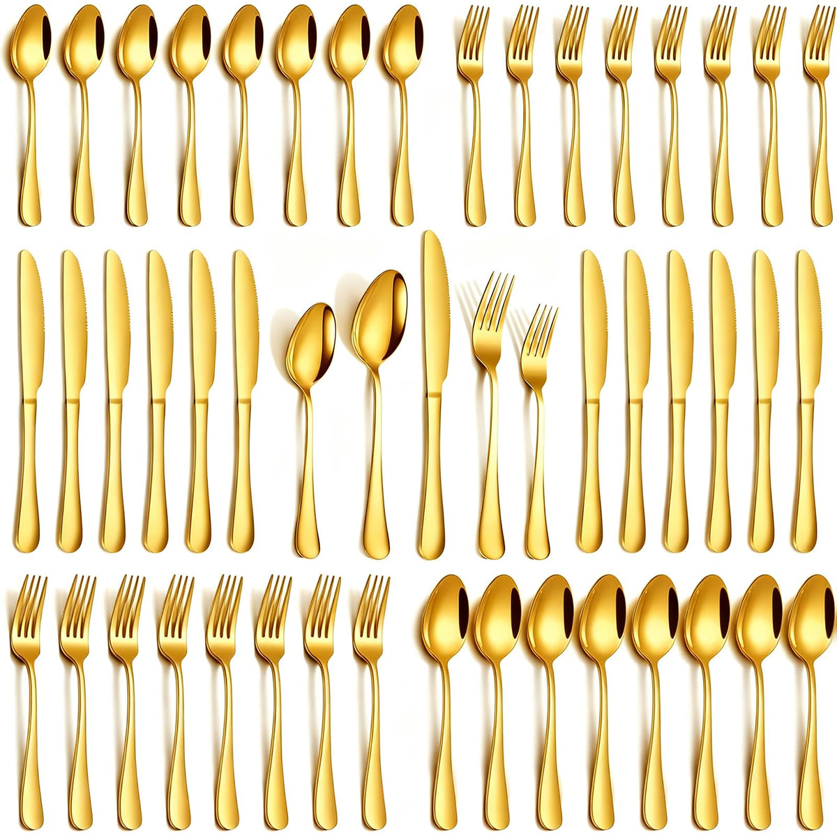 Mirror-Polished Stainless Steel Cutlery Set with Steak Knives