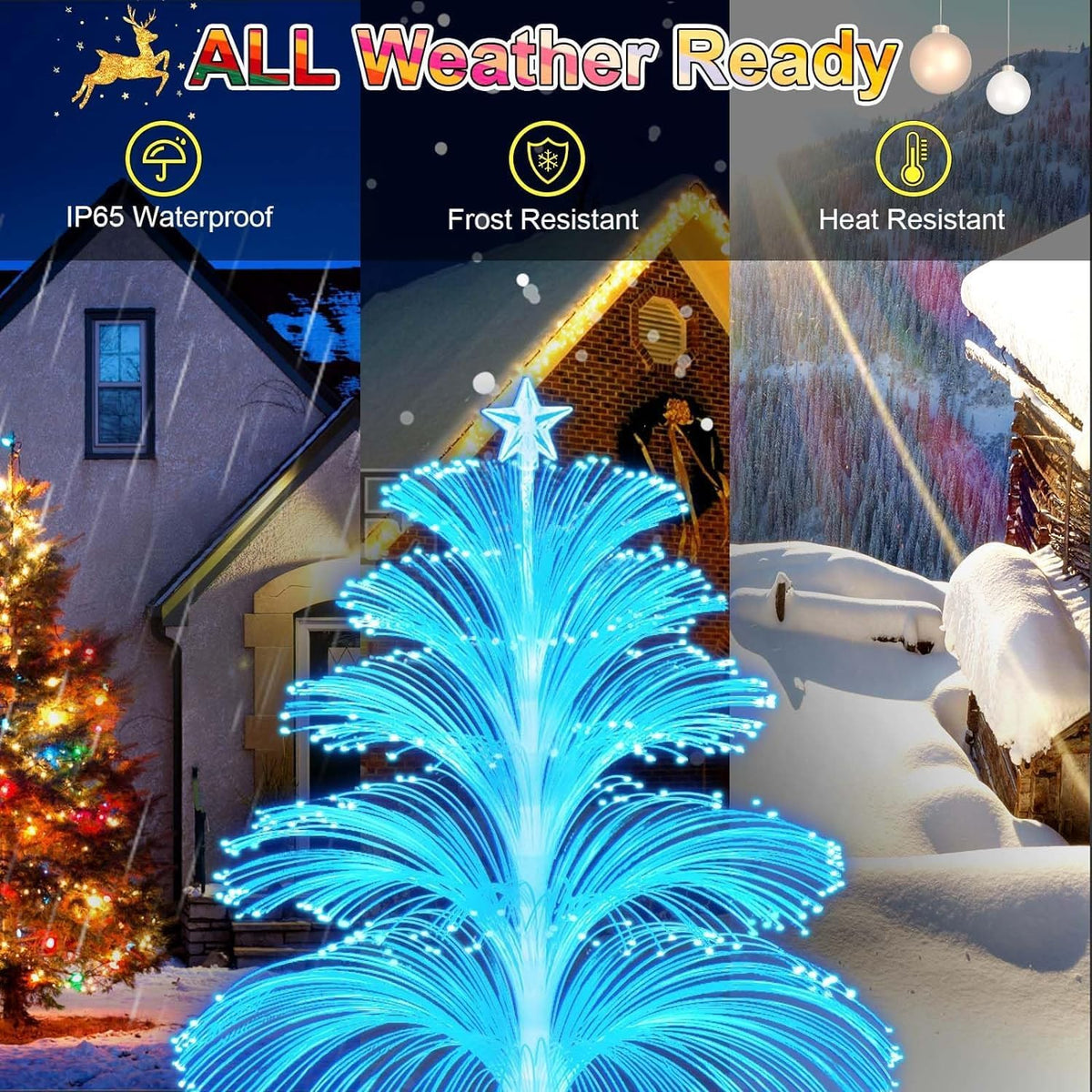 Solar Fibre Optic Christmas Tree Lights – 3 Pack – view 5
