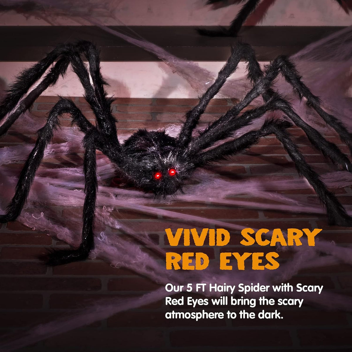 Giant Hairy Spider – 150 cm Halloween Outdoor Decoration – view 4
