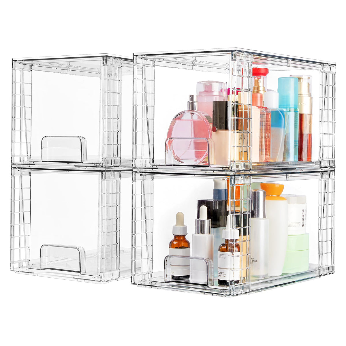 Clear Stackable Storage Drawers – 4 Pack