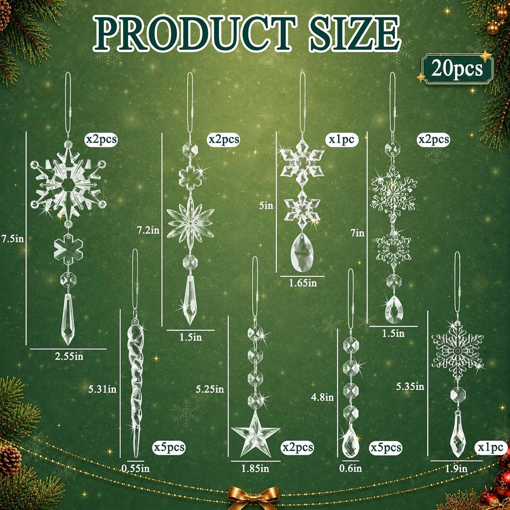 Clear Acrylic Snowflake & Crystal Ornaments – view 3