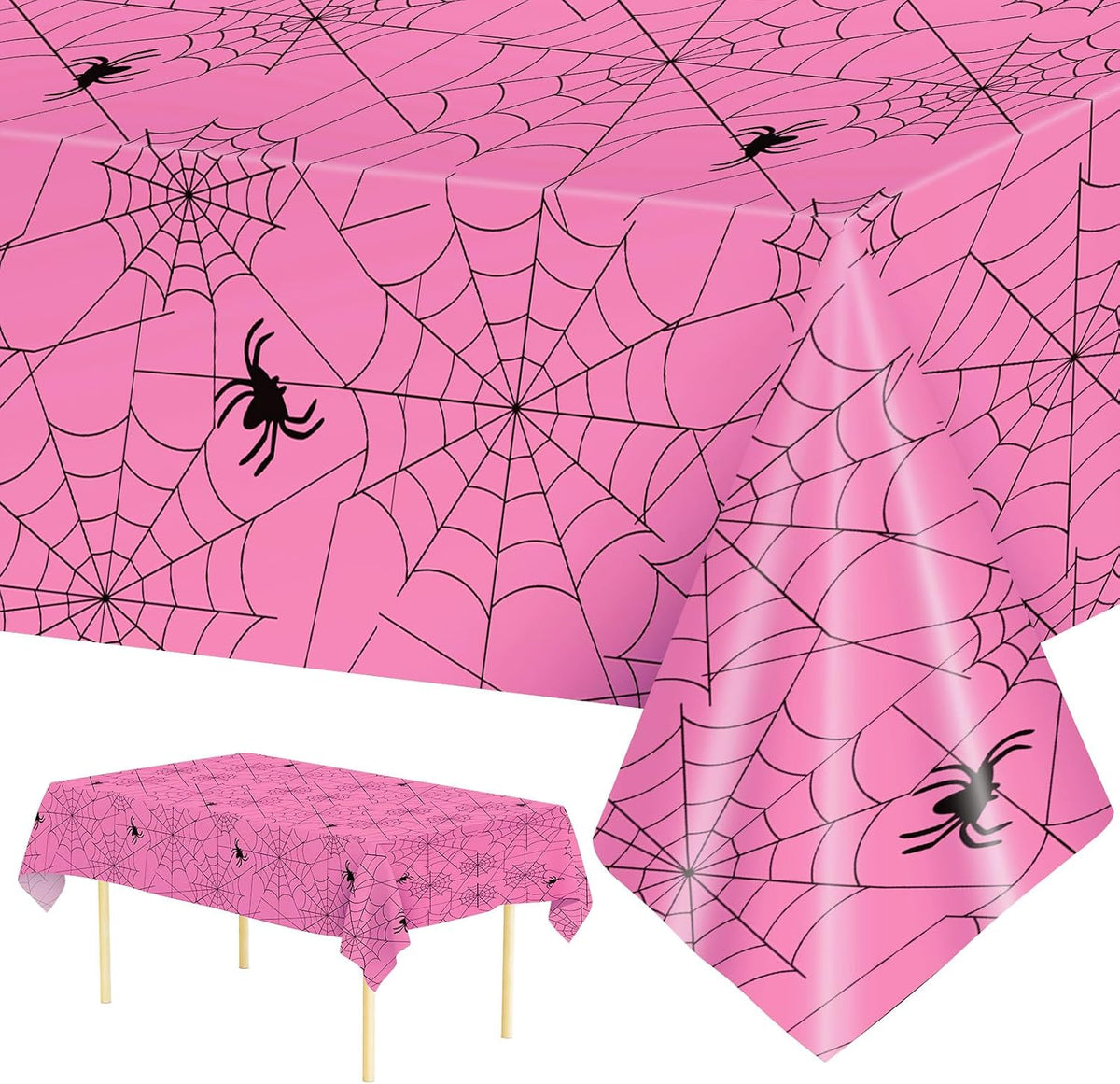 Spider Web Halloween Tablecloth – 2 Pack Plastic Table Covers – view 11