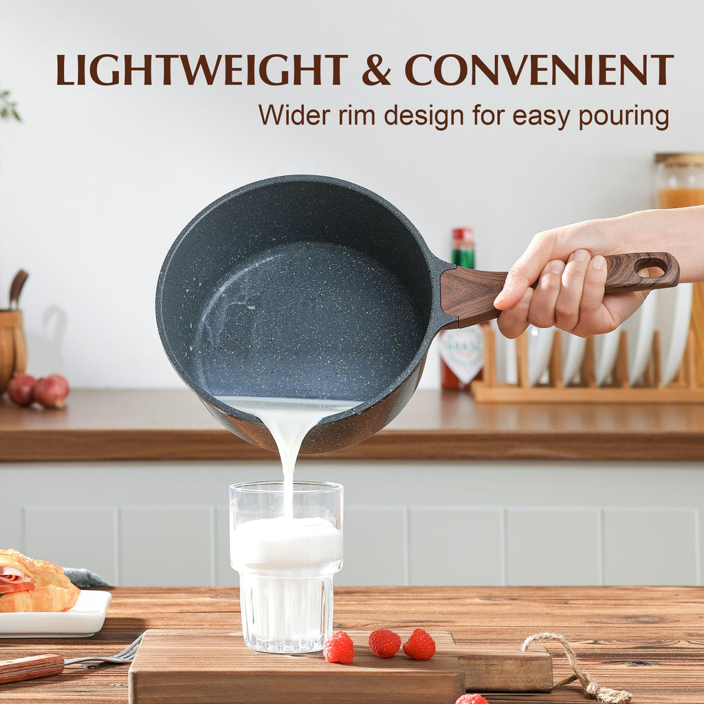 SENSARTE Non-Stick Granite Saucepan with Glass Lid