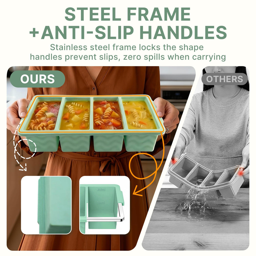 Silicone Freezer Trays with Lids – Soup & Meal Prep Portions
