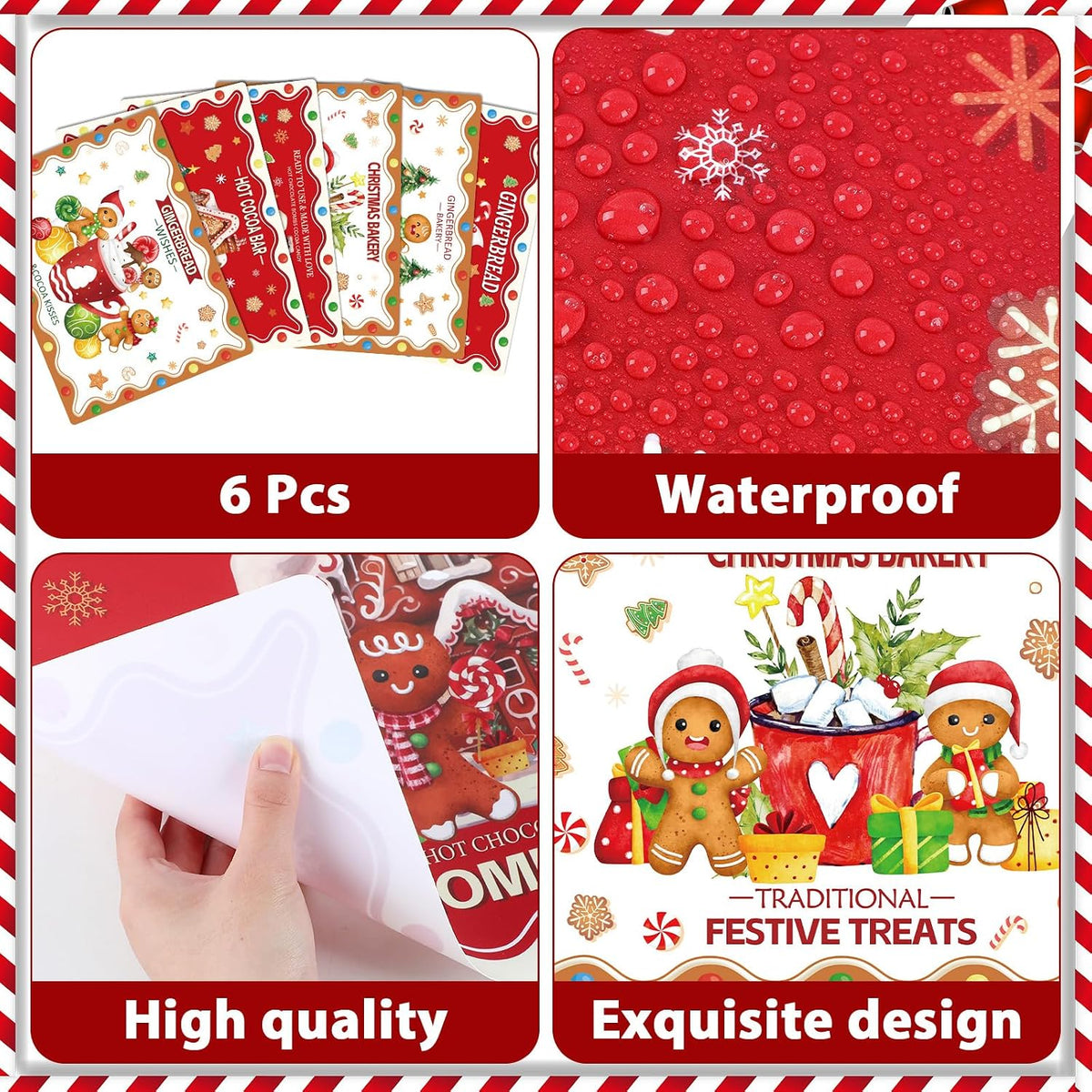 Christmas Placemats Set of 6 – Retro Gingerbread – view 3