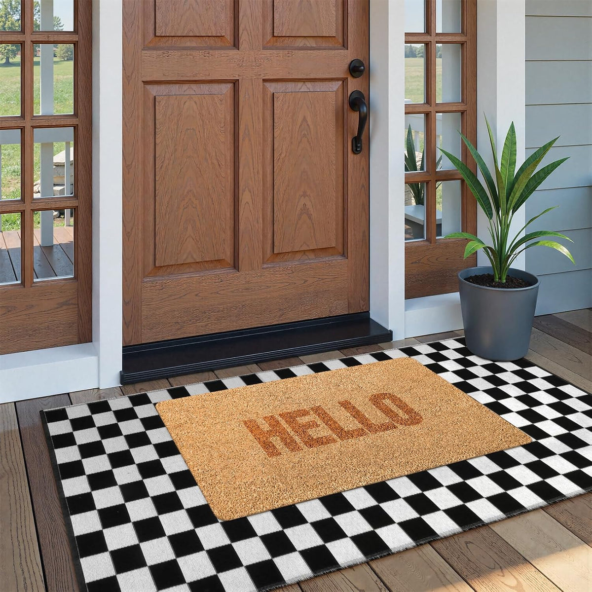 Black & White Striped Door Mat – Layering Rug – view 12