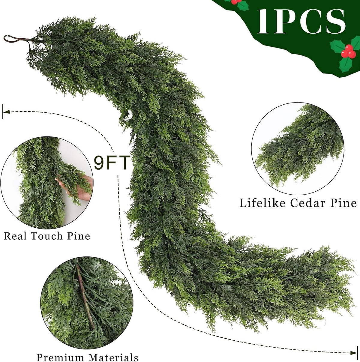 Real Touch Cedar Garland – 1.5 m or 2.7 m – view 5