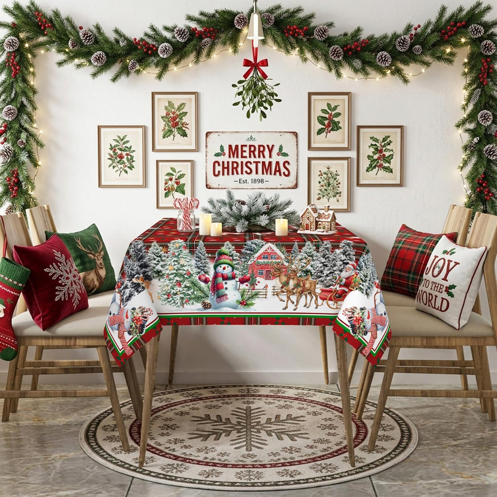 Christmas Tablecloth – Plaid, Tree & Gingerbread Prints – view 8