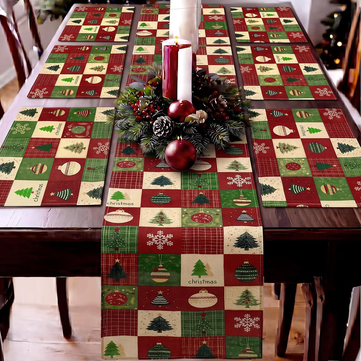 Christmas Table Runner & Placemats Set – 7 Piece – view 12
