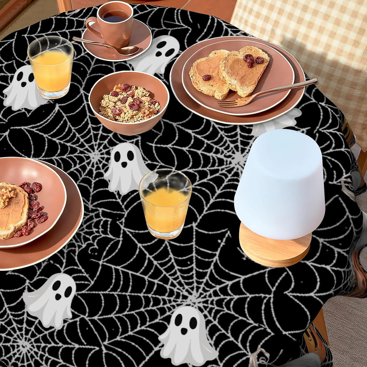 Round Halloween Tablecloth – Spider Web & Pumpkin, 152 cm – view 6