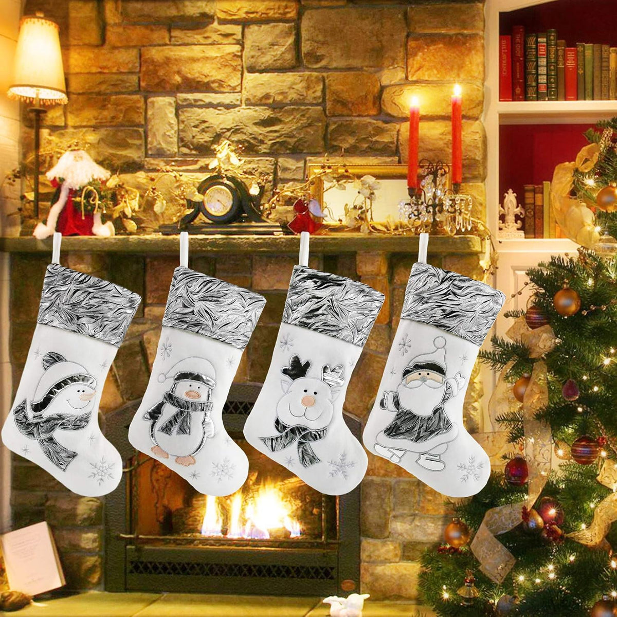 Christmas Stockings – Set of 4 Santa & Friends – view 3