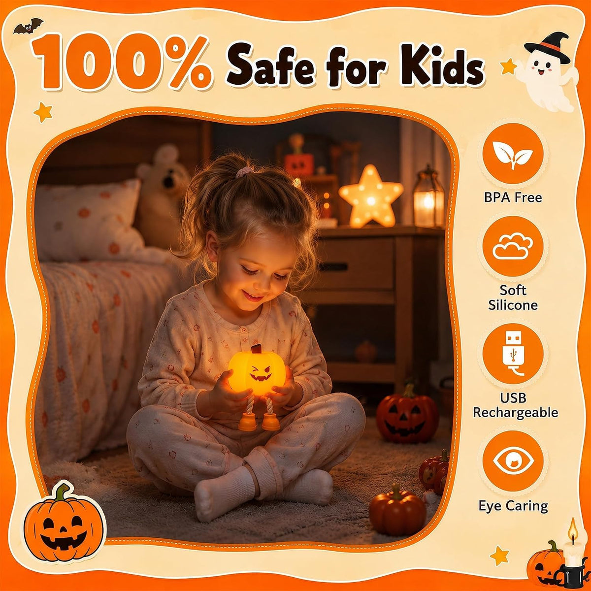 Pumpkin Night Light – Portable Halloween Lamp – view 6