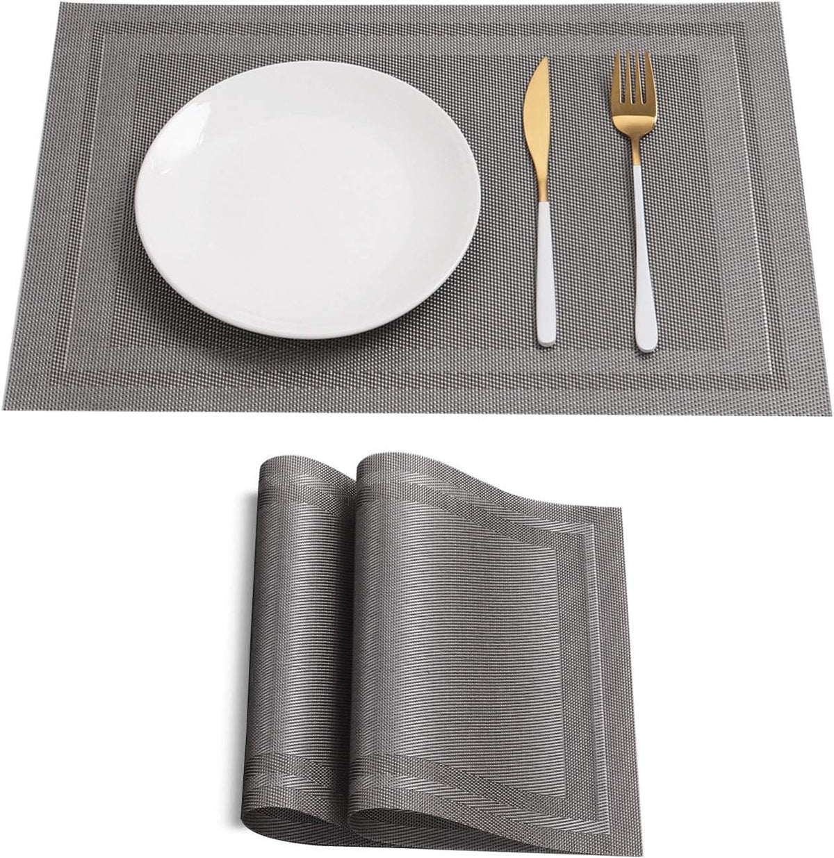 Black Faux Leather Placemats – Wipe-Clean Table Mats – view 9