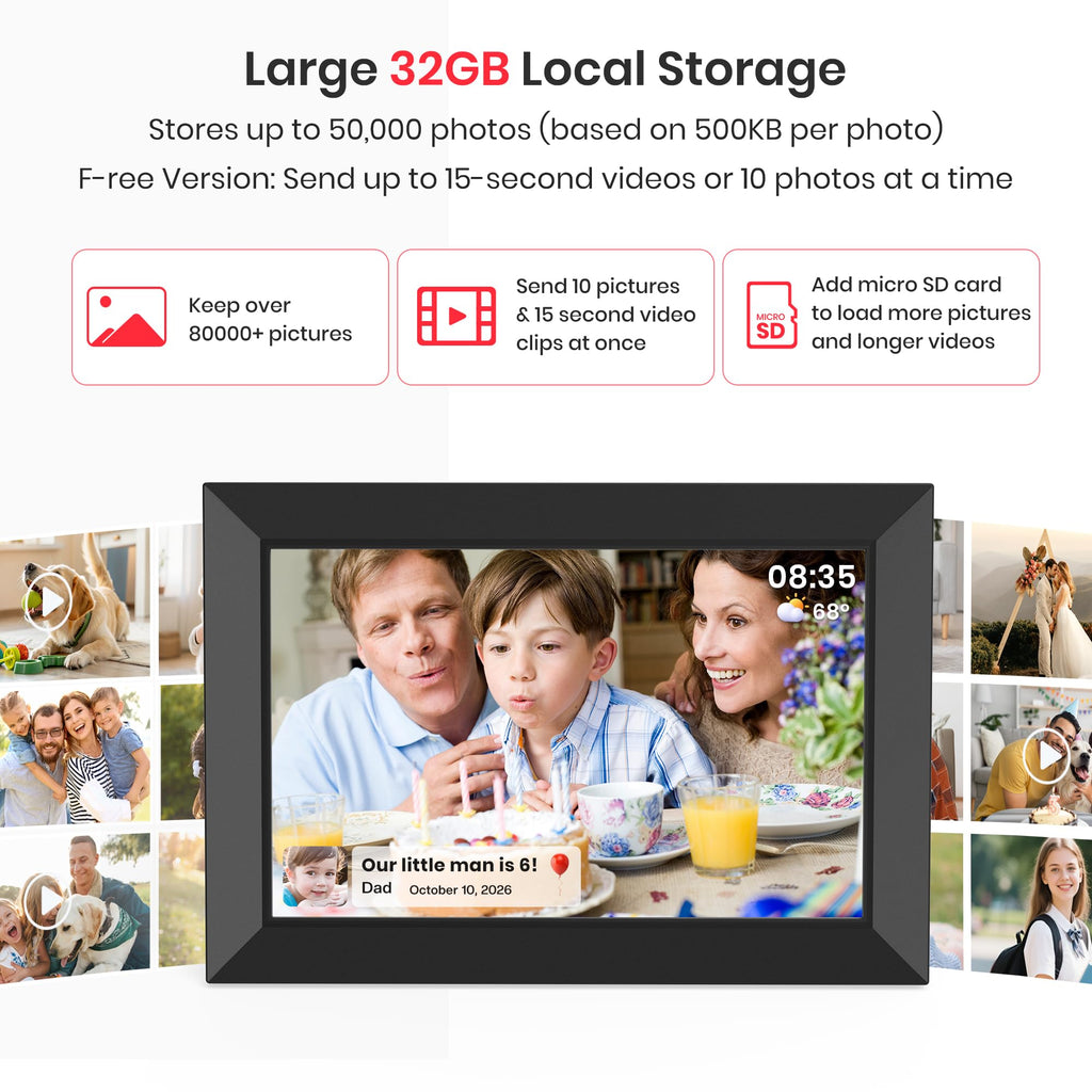 10.1" WiFi Digital Photo Frame with Frameo App