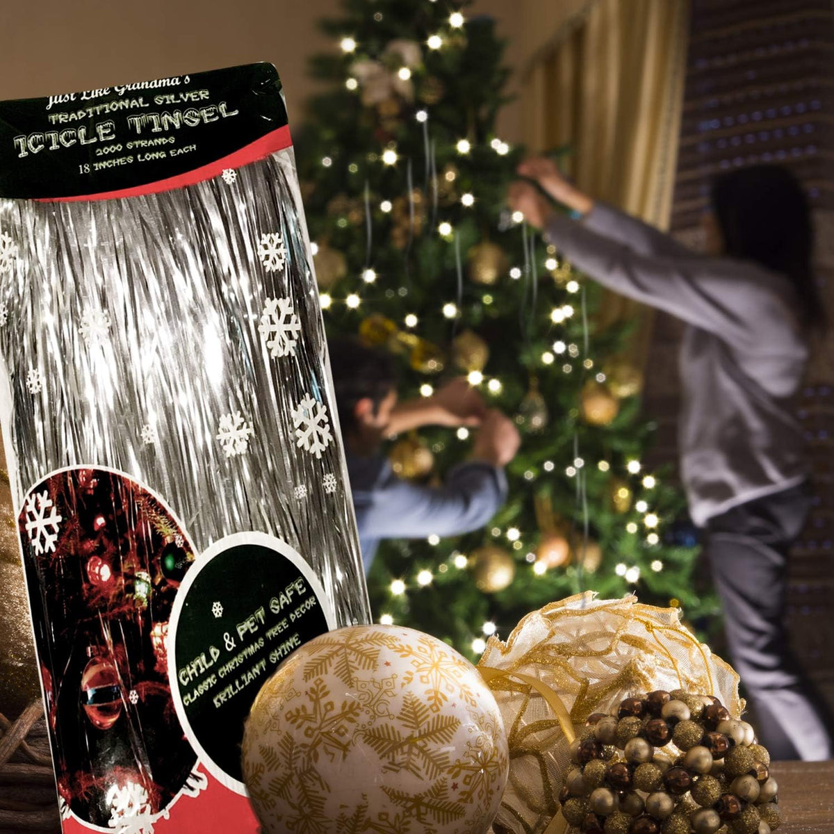 Silver Icicle Tinsel – 2000 Strands – view 5