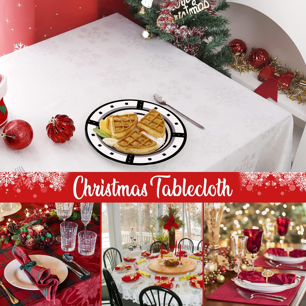 Snowflake Jacquard Christmas Tablecloth – Metallic – view 8