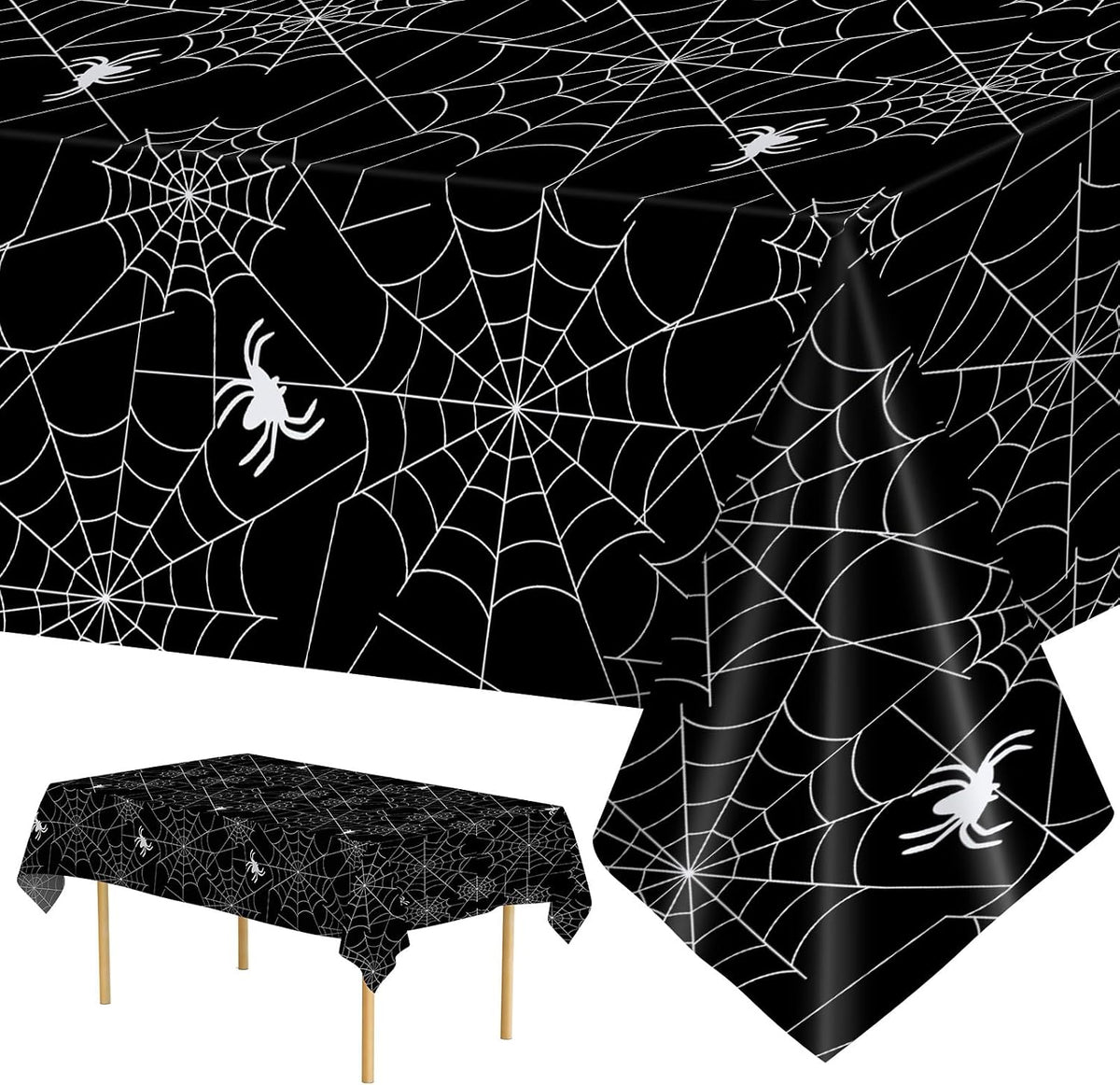 Spider Web Halloween Tablecloth – 2 Pack Plastic Table Covers