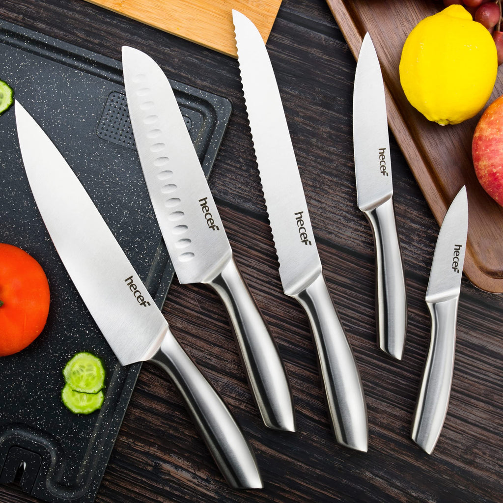 5-Piece Stainless Steel Kitchen Knife Set with Sheaths