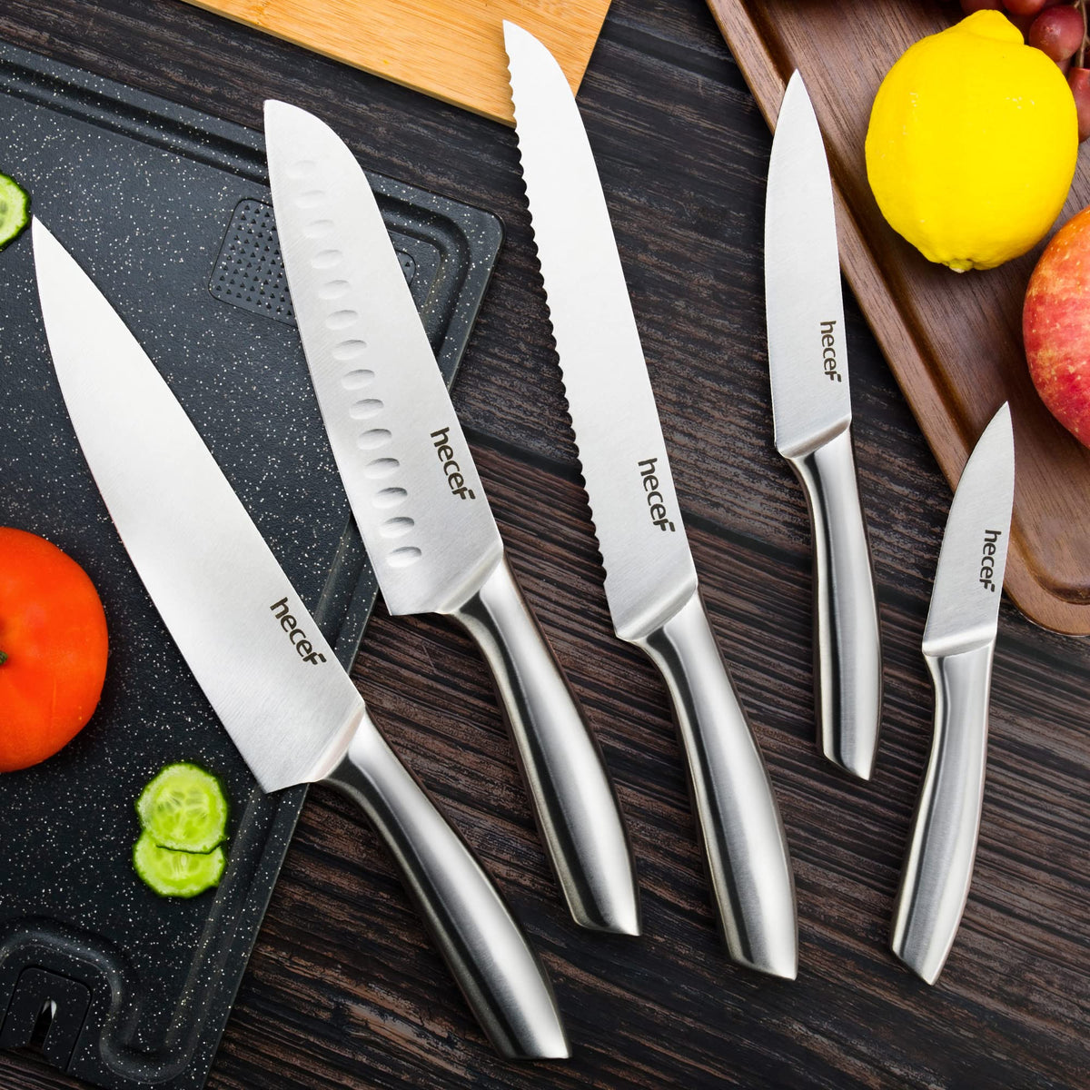 5-Piece Stainless Steel Kitchen Knife Set with Sheaths