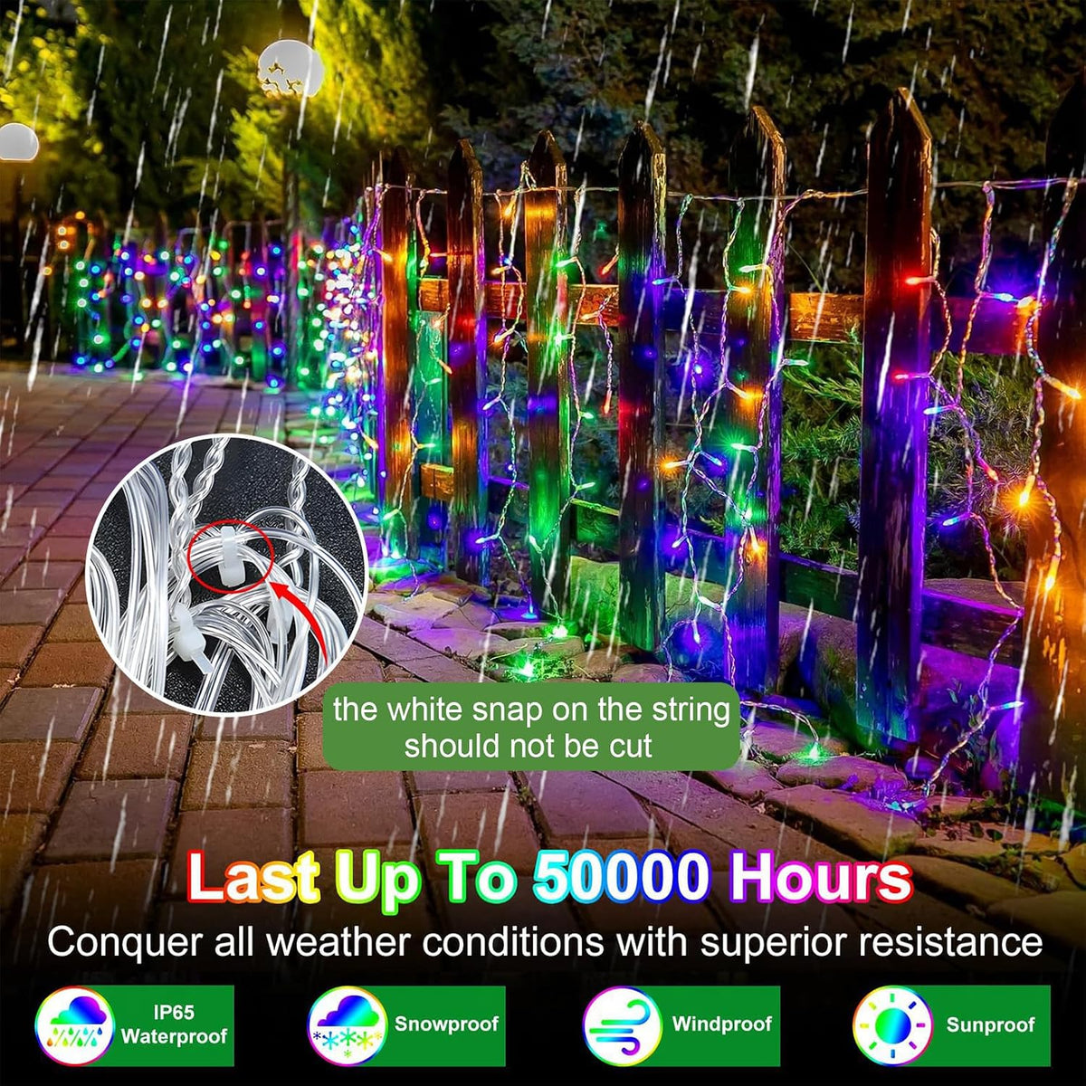 Solar Christmas Icicle Lights – 8 Modes – view 5