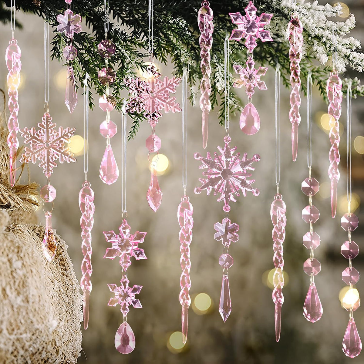 Acrylic Snowflake & Icicle Ornaments – 18 to 32 Piece Sets – view 13