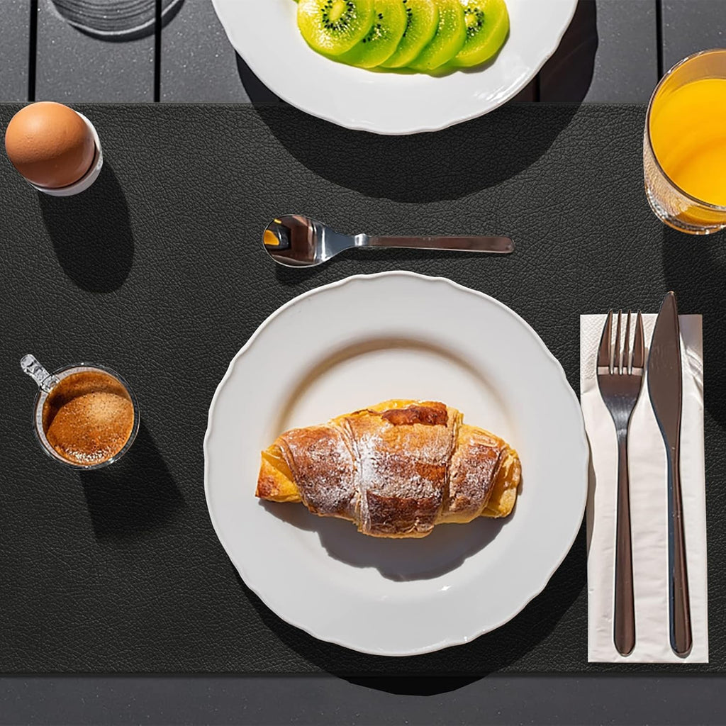 Black Faux Leather Placemats – Wipe-Clean Table Mats – view 6