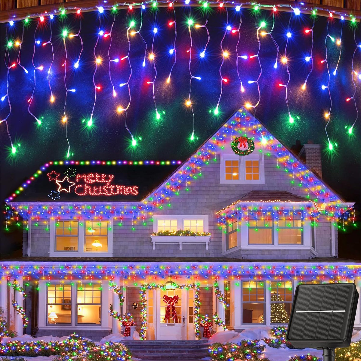 Solar Christmas Icicle Lights – 8 Modes