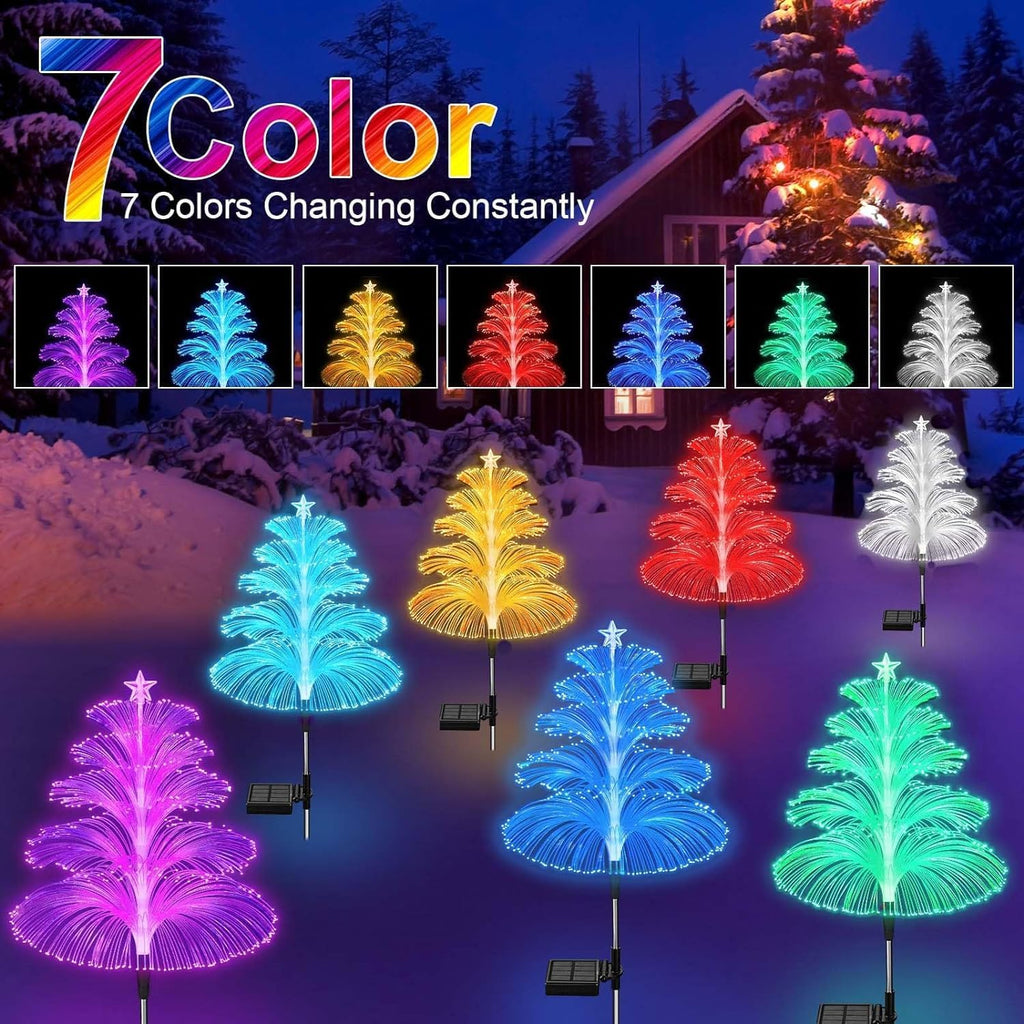Solar Fibre Optic Christmas Tree Lights – 3 Pack – view 2