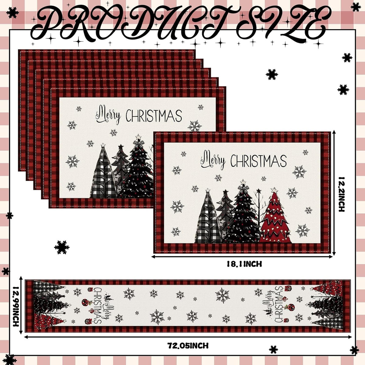 Christmas Table Runner & Placemats Set – 7 Piece – view 4