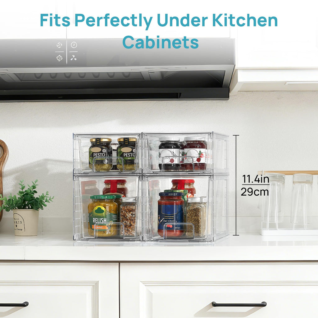 Clear Stackable Storage Drawers – 4 Pack
