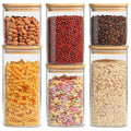 Square Glass Storage Jars with Bamboo Lids
