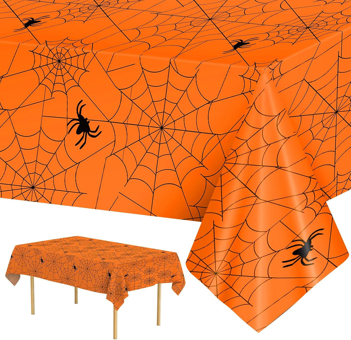 Spider Web Halloween Tablecloth – 2 Pack Plastic Table Covers – view 8